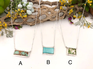 Turquoise Bar Slide - handcrafted Necklace in Sterling Silver by The Jewelry Shop, made in Arizona