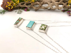 Turquoise Bar Slide - handcrafted Necklace in Sterling Silver by The Jewelry Shop, made in Arizona
