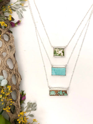 Turquoise Bar Slide - handcrafted Necklace in Sterling Silver by The Jewelry Shop, made in Arizona