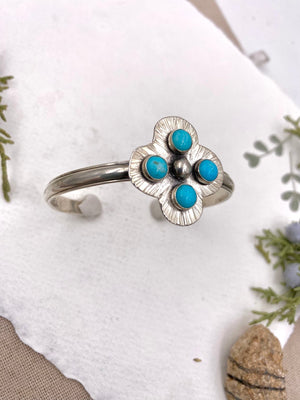 Turquoise Compass Cuff - handcrafted Bracelet in Sterling Silver by The Jewelry Shop, made in Arizona