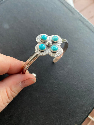 Turquoise Compass Cuff - handcrafted Bracelet in Sterling Silver by The Jewelry Shop, made in Arizona