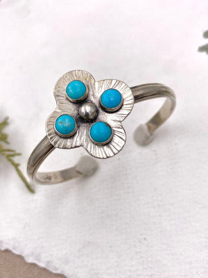 Turquoise Compass Cuff - handcrafted Bracelet in Sterling Silver by The Jewelry Shop, made in Arizona