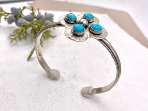 Turquoise Compass Cuff - handcrafted Bracelet in Sterling Silver by The Jewelry Shop, made in Arizona