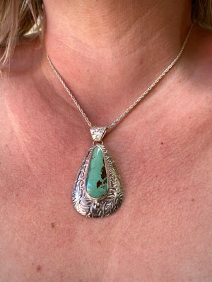 Turquoise Garden Pendant - handcrafted Necklace in Sterling Silver by The Jewelry Shop, made in Arizona