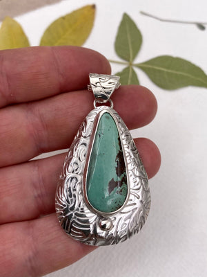 Turquoise Garden Pendant - handcrafted Necklace in Sterling Silver by The Jewelry Shop, made in Arizona