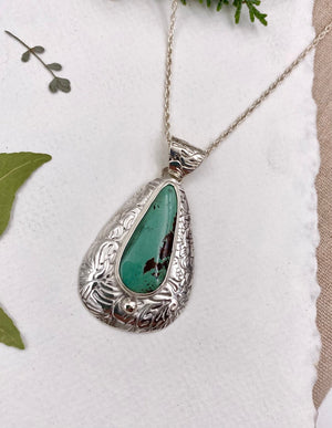 Turquoise Garden Pendant - handcrafted Necklace in Sterling Silver by The Jewelry Shop, made in Arizona