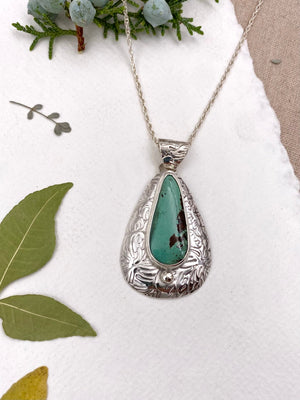 Turquoise Garden Pendant - handcrafted Necklace in Sterling Silver by The Jewelry Shop, made in Arizona