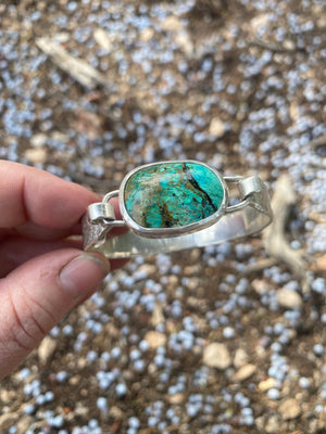 Turquoise Tension Bracelet - handcrafted Bracelet in Sterling Silver by The Jewelry Shop, made in Arizona