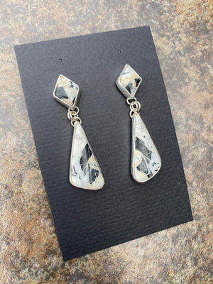 White Buffalo Double Drop Earrings - handcrafted Earrings in Sterling Silver by The Jewelry Shop, made in Arizona