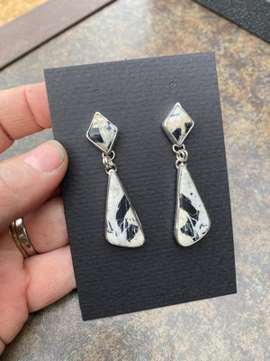 White Buffalo Double Drop Earrings - handcrafted Earrings in Sterling Silver by The Jewelry Shop, made in Arizona