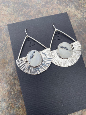 White Buffalo Sunbasket Earrings - handcrafted Earrings in Sterling Silver by The Jewelry Shop, made in Arizona