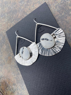 White Buffalo Sunbasket Earrings - handcrafted Earrings in Sterling Silver by The Jewelry Shop, made in Arizona