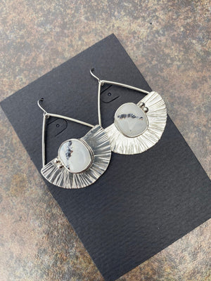 White Buffalo Sunbasket Earrings - handcrafted Earrings in Sterling Silver by The Jewelry Shop, made in Arizona