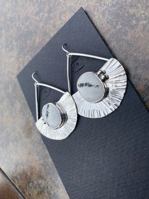 White Buffalo Sunbasket Earrings - handcrafted Earrings in Sterling Silver by The Jewelry Shop, made in Arizona