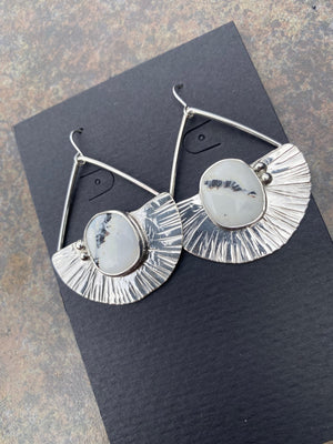White Buffalo Sunbasket Earrings - handcrafted Earrings in Sterling Silver by The Jewelry Shop, made in Arizona