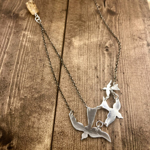 Bird Necklace - handcrafted Necklace in Sterling Silver by The Jewelry Shop, made in Arizona