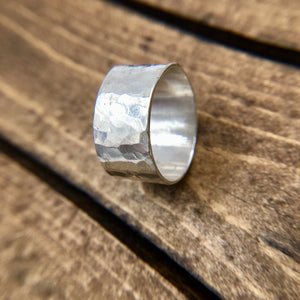 Classic Hammered Band - handcrafted Ring in Sterling Silver by The Jewelry Shop, made in Arizona