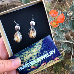 Elk Ivory Earrings - handcrafted Elk Ivory in Sterling Silver by The Jewelry Shop, made in Arizona