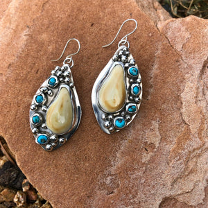Elk Ivory River Rock Earrings - handcrafted Elk Ivory in Sterling Silver by The Jewelry Shop, made in Arizona