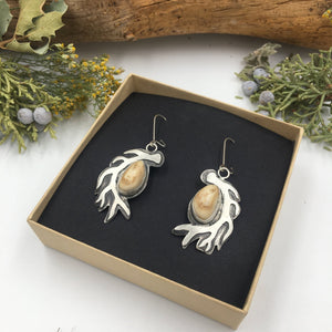 Elk Shed Earrings - handcrafted Elk Ivory in Sterling Silver by The Jewelry Shop, made in Arizona
