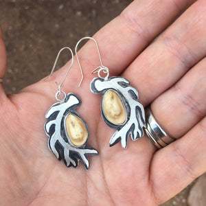 Elk Shed Earrings - handcrafted Elk Ivory in Sterling Silver by The Jewelry Shop, made in Arizona