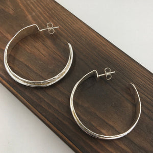 Forged Sterling Hoops - handcrafted Earrings in Sterling Silver by The Jewelry Shop, made in Arizona