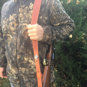 ‘Mountain Boulders’ Rifle Sling Buckle - handcrafted Elk Ivory in Sterling Silver by The Jewelry Shop, made in Arizona