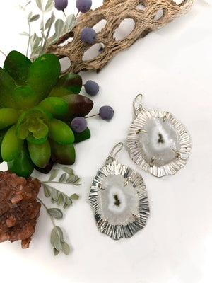 Quartz Flower Earrings - handcrafted Earrings in Sterling Silver by The Jewelry Shop, made in Arizona