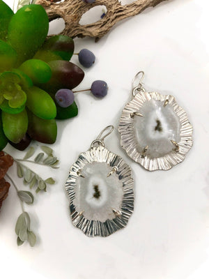 Quartz Flower Earrings - handcrafted Earrings in Sterling Silver by The Jewelry Shop, made in Arizona
