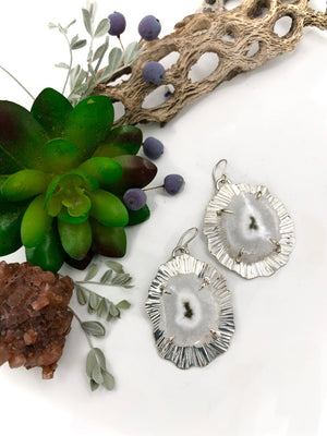Quartz Flower Earrings - handcrafted Earrings in Sterling Silver by The Jewelry Shop, made in Arizona